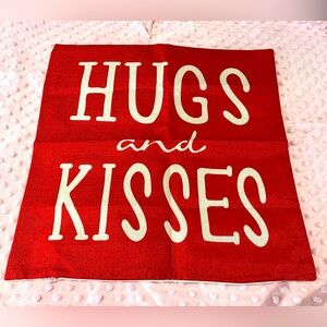 🔆Hugs and Kisses Red Accent Pillow Cover